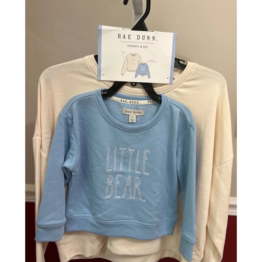 NEW Rae Dunn Mama Bear Little Bear Matching Sweatshirt Set Womens Large Child 3T